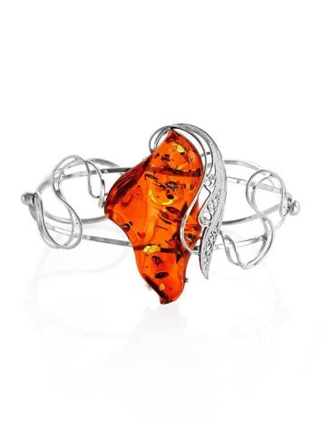 Handcrafted Cognac Amber Bracelet In Sterling Silver The Dew, image 
