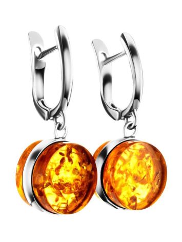 Sterling Silver Earrings With Luminous Lemon Amber The Furor, image 