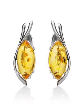 Lemon Amber Earrings In Sterling Silver The Verbena, image 
