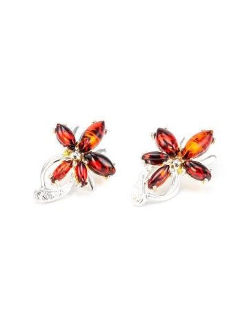 Sterling Silver Earrings With Cognac Amber The Verbena, image 