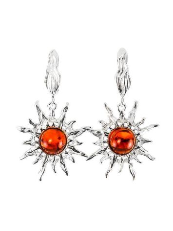 Drop Amber Earrings In Sterling Silver The Helios, image 