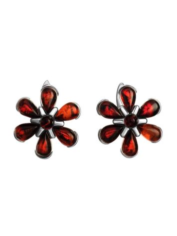 Floral Amber Earrings In Sterling Silver The Verbena, image 