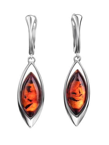 Amazing Drop Earrings With Cognac Amber In Sterling Silver The Taurus, image 