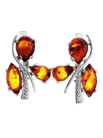 Cognac Amber Earrings In Sterling Silver The Verbena, image 