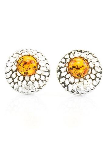 Cognac Amber Earrings In Sterling Silver The Venus, image 