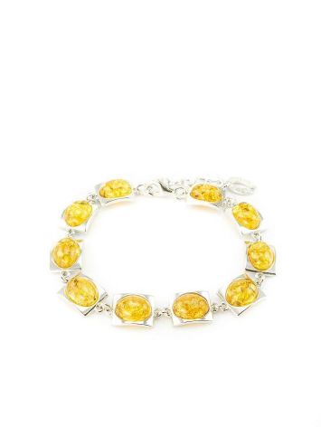 Silver Link Bracelet With Lemon Amber The Saturn, image 