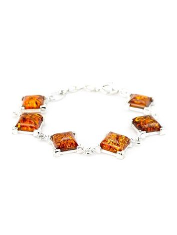 Cognac Amber Link Bracelet In Sterling Silver The Athena, image 