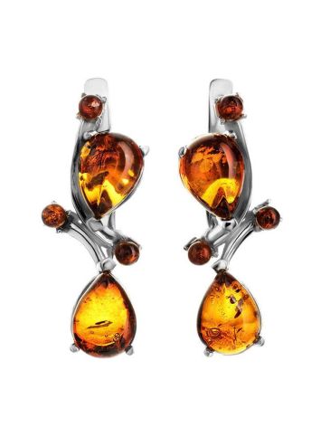 Sterling Silver Earrings With Cognac Amber The Symphony, image 