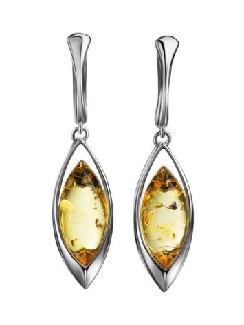 Sterling Silver Drop Earrings With Bright Lemon Amber The Taurus, image 