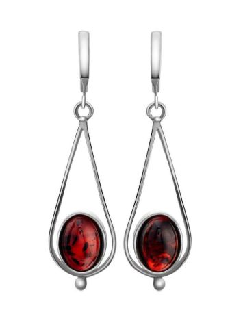 Sterling Silver Drop Earrings With Cherry Amber The Sultan, image 