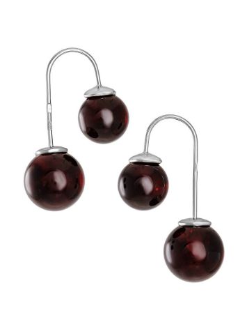 Stylish Cherry Amber Threader Earrings In Sterling Silver The Paris, image 