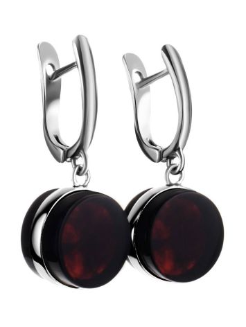 Stylish Silver Earrings With Cherry Amber The Furor, image 