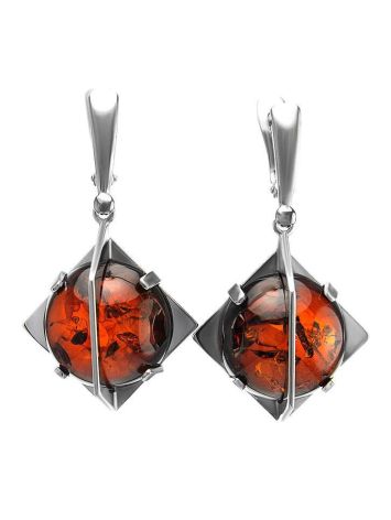 Drop Amber Earrings In Sterling Silver The Saturn, image 
