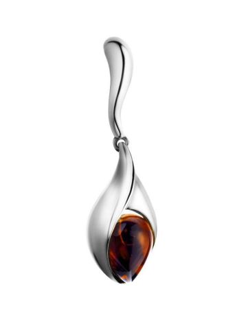 Cognac Amber Pendant In Sterling Silver The Peony, image 
