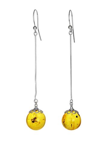 Dangles Amber Earrings With Sterling Silver With Inclusions The Clio, image 