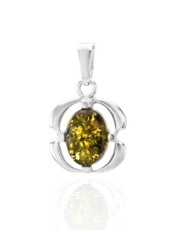 Green Amber Pendant In Sterling Silver The Violet, image 