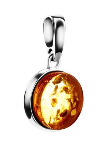 Round Silver Pendant With Lemon Amber The Furor, image 