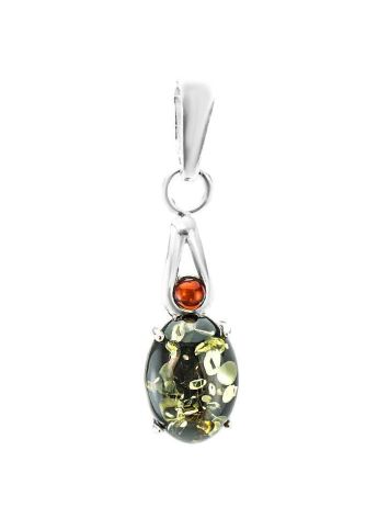 Charming Oval Amber Pendant In Sterling Silver The Prussia, image 
