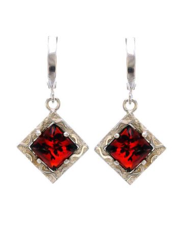 Geometric Amber Earrings In Sterling Silver The Hermitage, image 