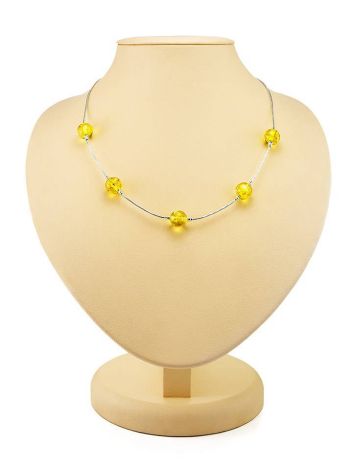 Silver Chain Necklace With Lemon Amber, image 