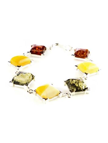 Multicolor Amber Bracelet In Sterling Silver The Athena, image 