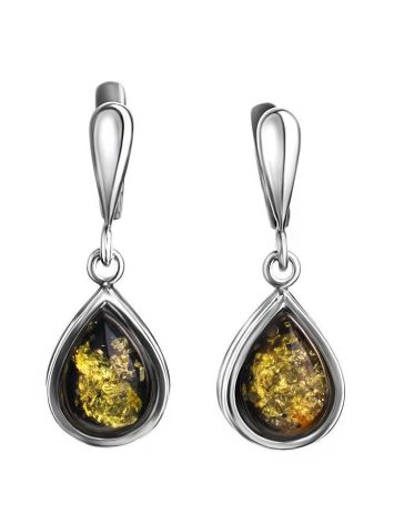 Green Amber Earrings In Sterling Silver The Fiori, image 