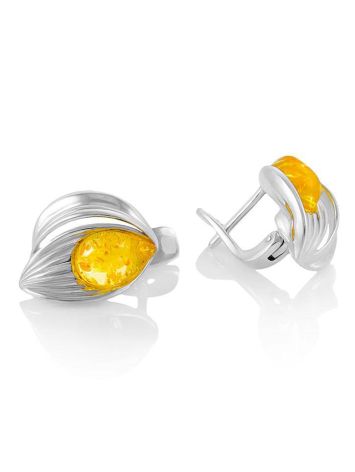 Lemon Amber Earrings In Sterling Silver The Bee, image 