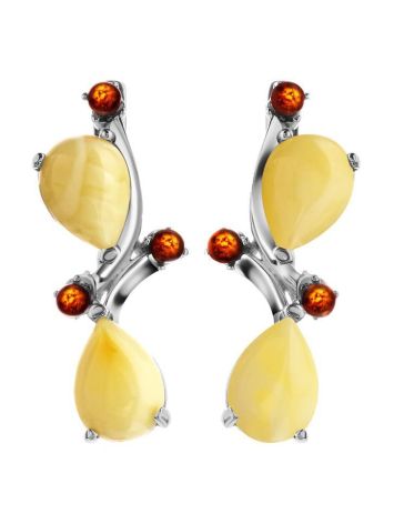 Lovely Silver Earrings With Honey Amber The Symphony, image 