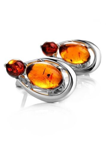 Cognac Amber Earrings In Sterling Silver The Prussia, image 