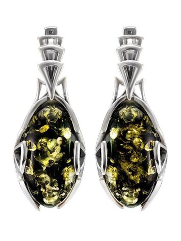 Green Amber Earrings In Sterling Silver The Rendezvous, image 