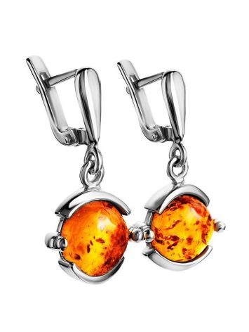 Drop Amber Earrings In Sterling Silver The Sphere, image 