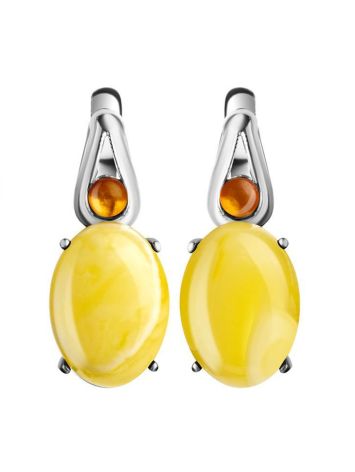 Lovely Amber Earrings In Sterling Silver The Prussia, image 