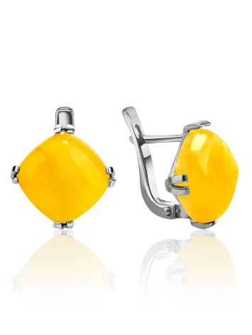 Square Cut Amber Earrings In Sterling Silver The Byzantium, image 
