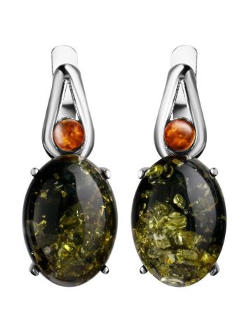 Green Amber Earrings In Sterling Silver The Prussia, image 