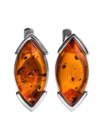 Cognac Amber Earrings In Sterling Silver the Petal, image 