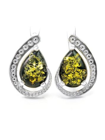 Sterling Silver Earrings With Green Amber The Acapulco, image 