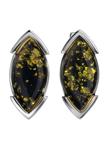 Green Amber Earrings In Sterling Silver The Petal, image 