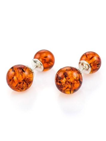 Cognac Amber Earrings In Sterling Silver The Paris, image 