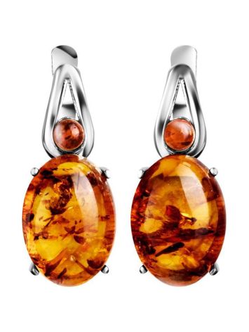 Dazzling Cognac Amber Earrings In Sterling Silver The Prussia, image 