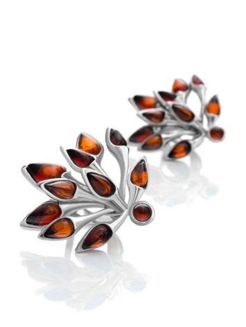 Amber Earrings In Sterling Silver, image 