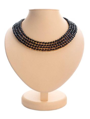 Shimmering Faceted Green Amber Beaded Necklace, image 
