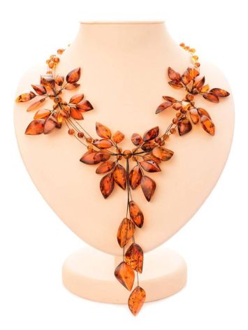 Cognac Amber Floral Necklace The Primula, image 