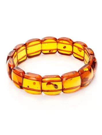Cognac Amber Flat Beaded Stretch Bracelet, image 