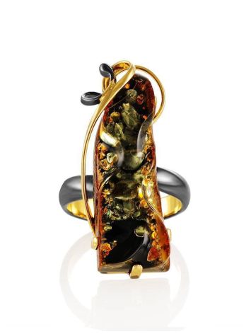 One Size Amber Ring In Gold-Plated Silver The Rialto, Ring Size: Adjustable, image , picture 3