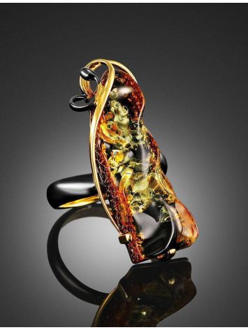 One Size Amber Ring In Gold-Plated Silver The Rialto, Ring Size: Adjustable, image , picture 2