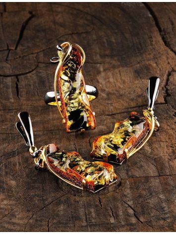 Handcrafted Amber Earrings In Gold-Plated Silver The Rialto, image , picture 4
