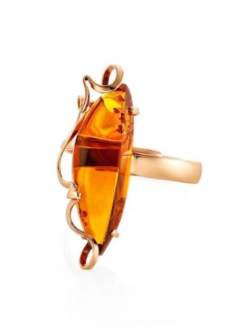 One Size Golden Ring With Bold Amber Stone The Rialto, Ring Size: Adjustable, image , picture 3