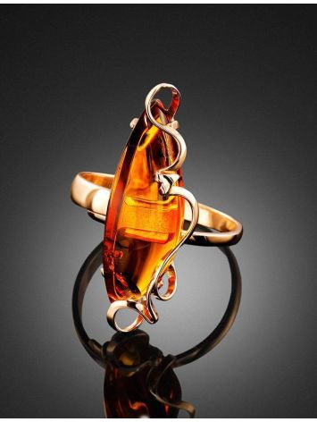 One Size Golden Ring With Bold Amber Stone The Rialto, Ring Size: Adjustable, image , picture 2