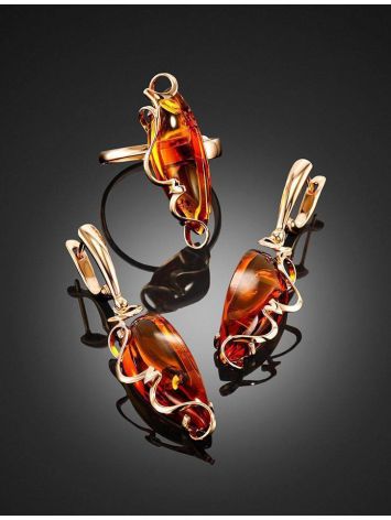 One Size Golden Ring With Bold Amber Stone The Rialto, Ring Size: Adjustable, image , picture 4