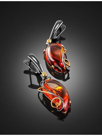 Handmade Amber Earrings In Gold-Plated Silver The Rialto, image , picture 2
